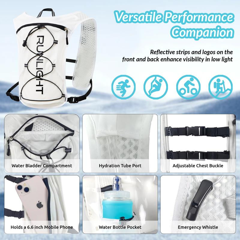 Running Vest for Women Men, Adjustable Chest Straps Running Hydration Backpack Vest, Breathable Reflective Running Vest with 1.5L Water Bladder & Phone Bag,Daypack for Outdoor Climbing Hiking Cycling