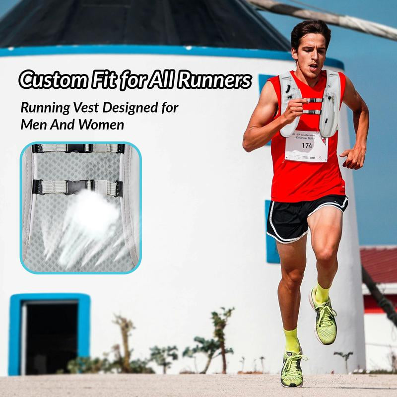 Running Vest for Women Men, Adjustable Chest Straps Running Hydration Backpack Vest, Breathable Reflective Running Vest with 1.5L Water Bladder & Phone Bag,Daypack for Outdoor Climbing Hiking Cycling